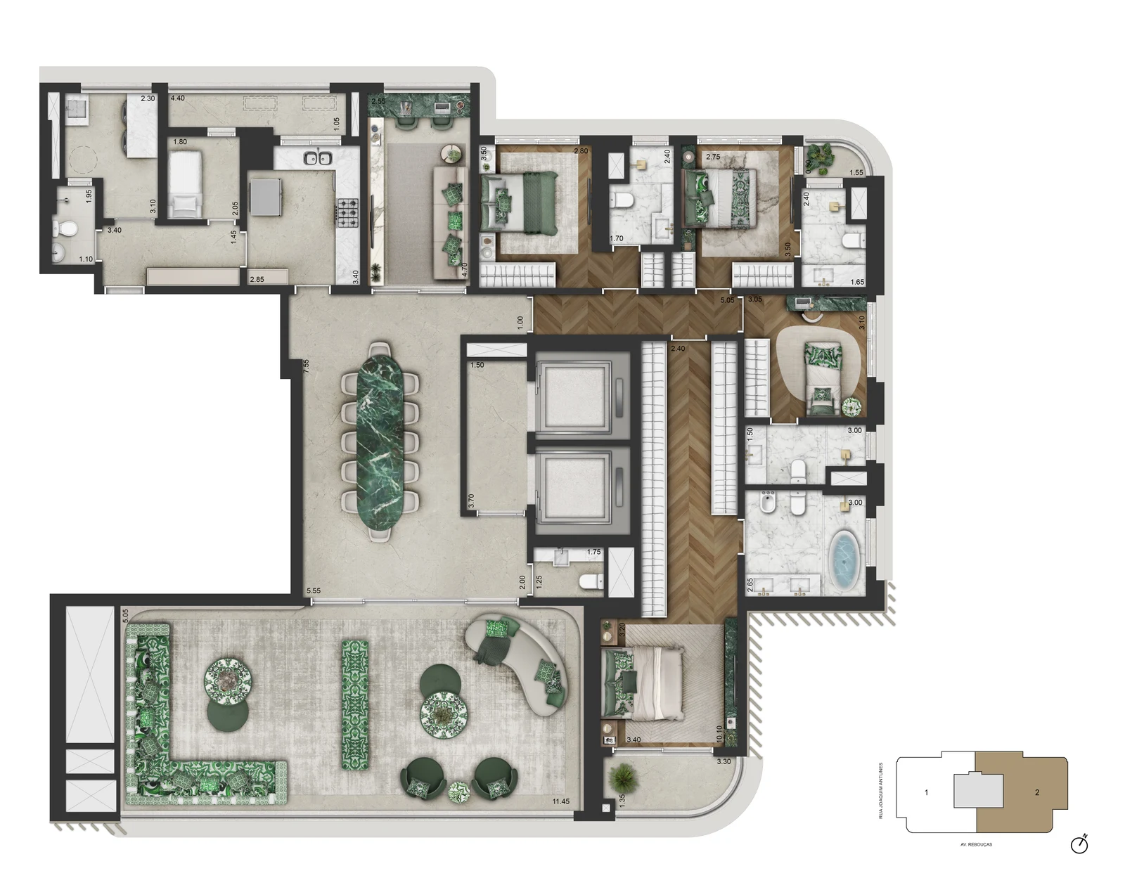Planta padrão — 279,3 m² · Final 2