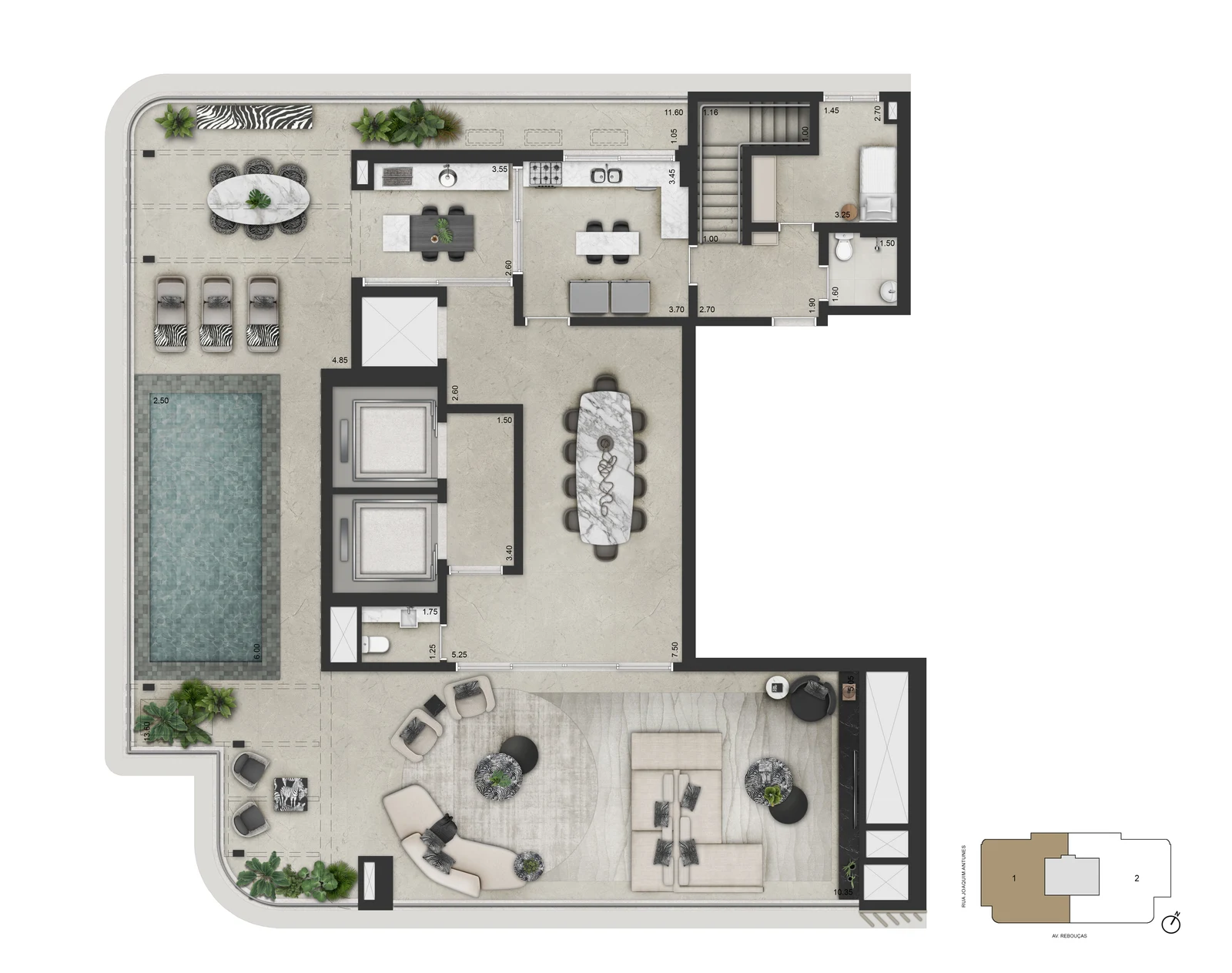 Duplex 516,4 m² — pavimento superior