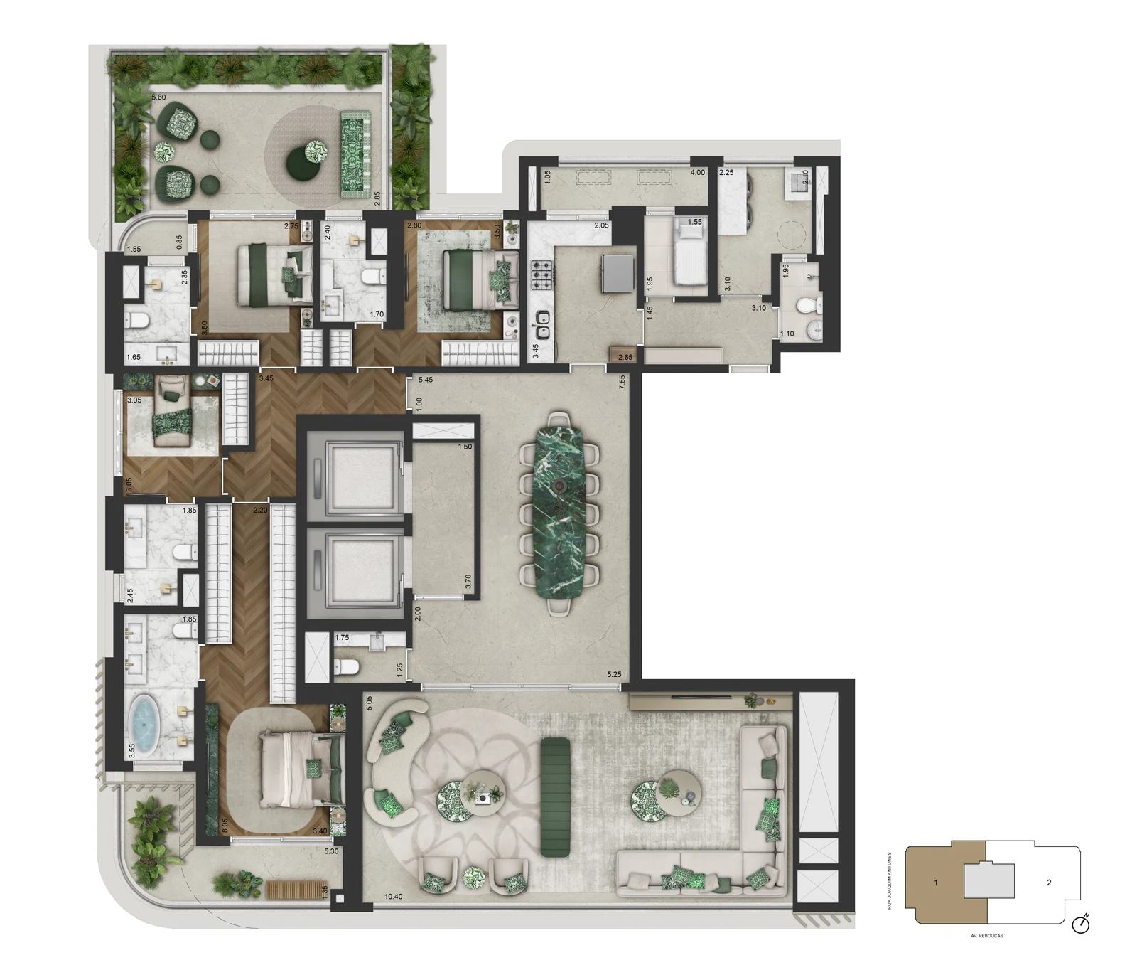 Garden — 279,9 m² · Final 1 (14º pavimento)