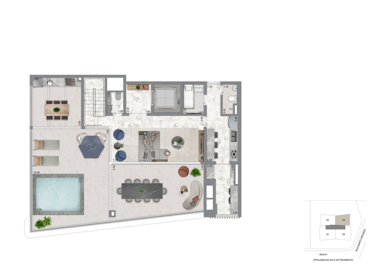 Cobertura duplex 262 m² · pavimento superior