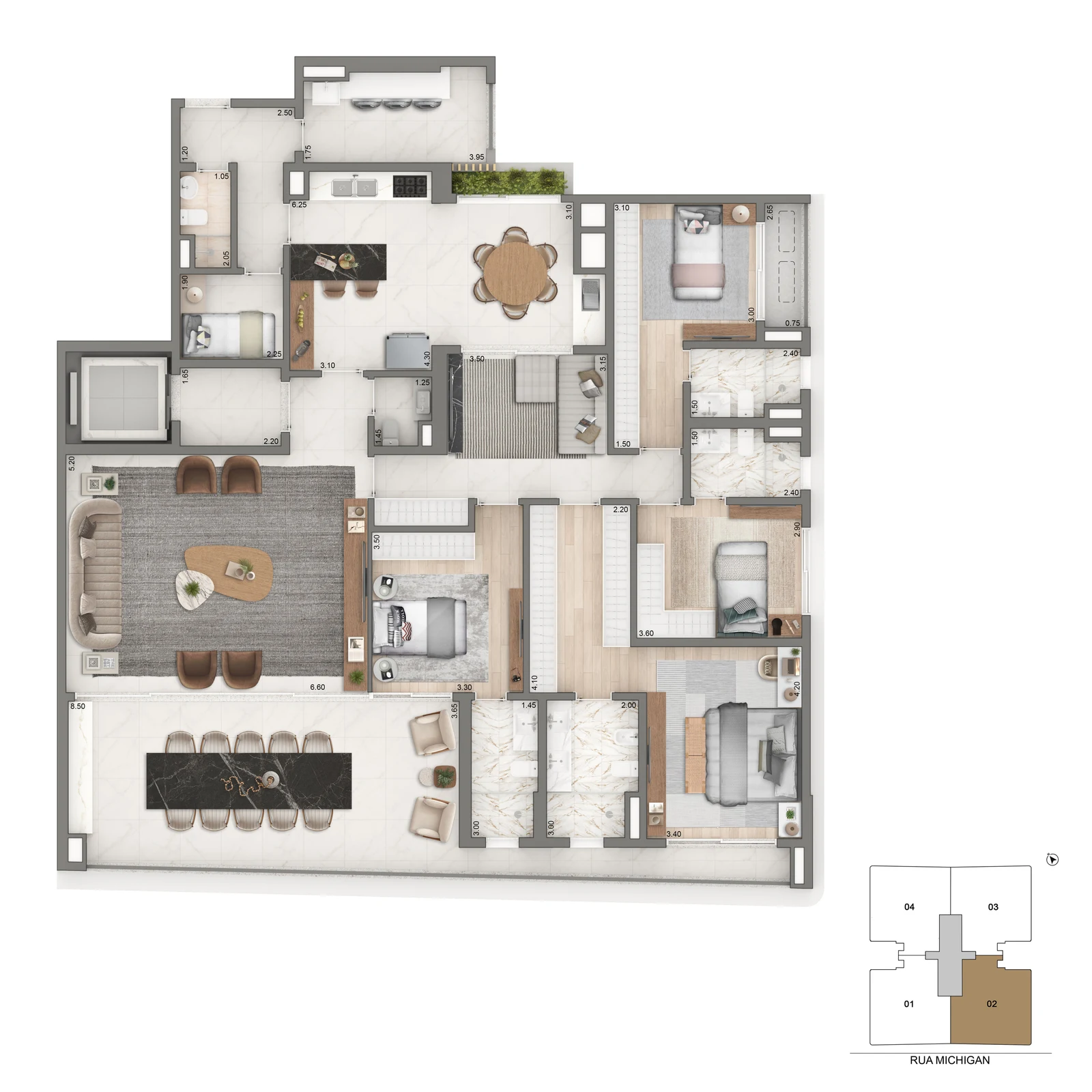 Planta padrão — 251 m² · Final 1