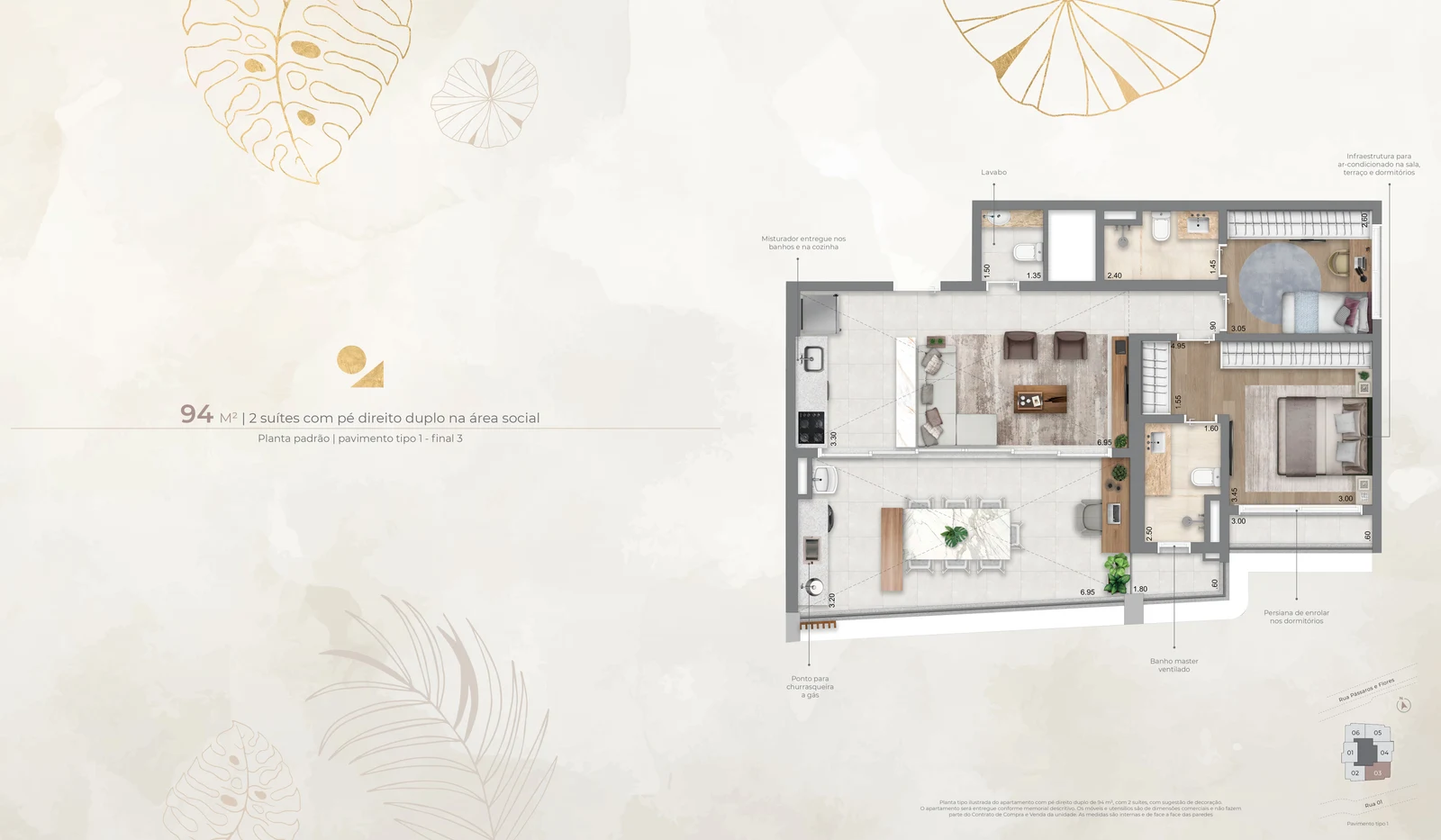 94 m² · 2 suítes