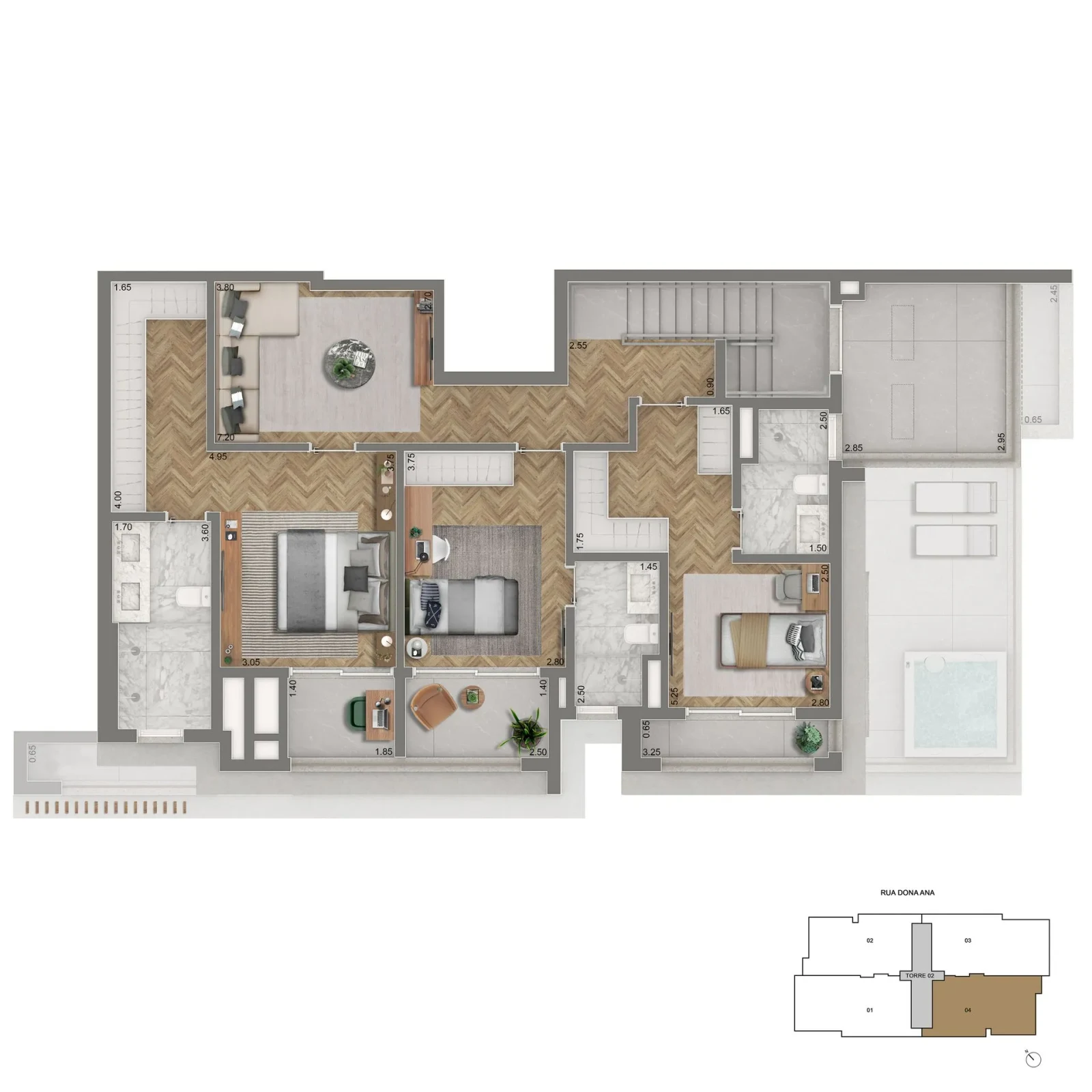 Cobertura duplex 245 m² · pavimento superior