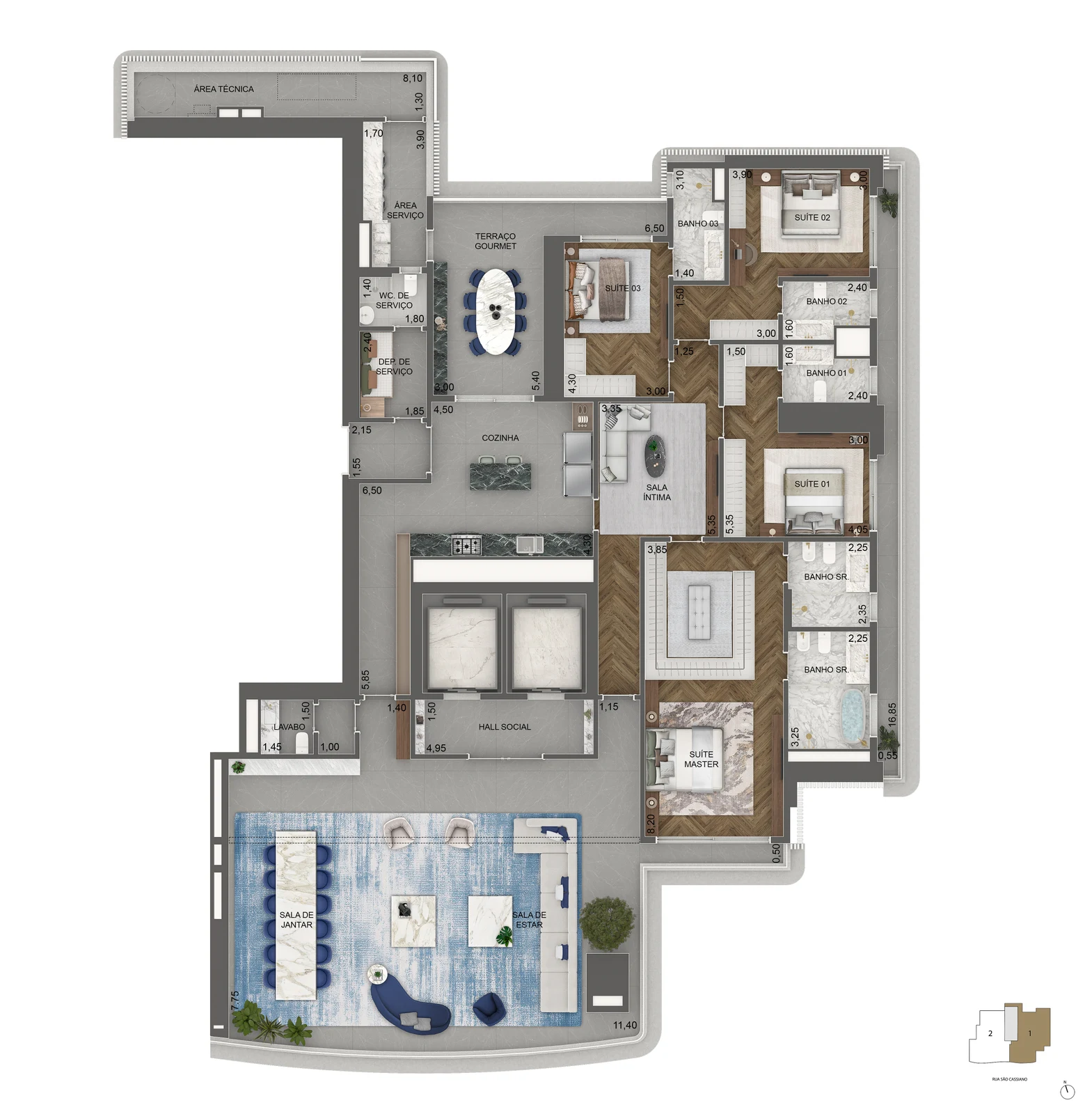 Apartamento 376 m² · 4 suítes