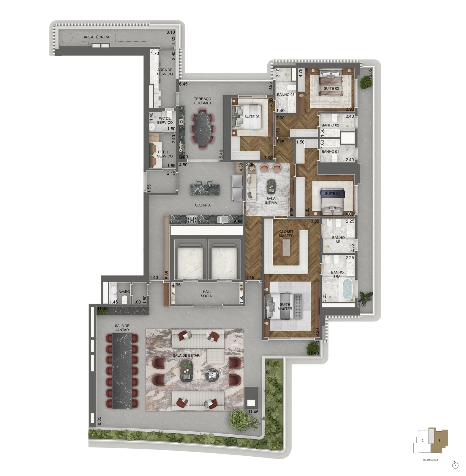 Apartamento 411 m² · 4 suítes
