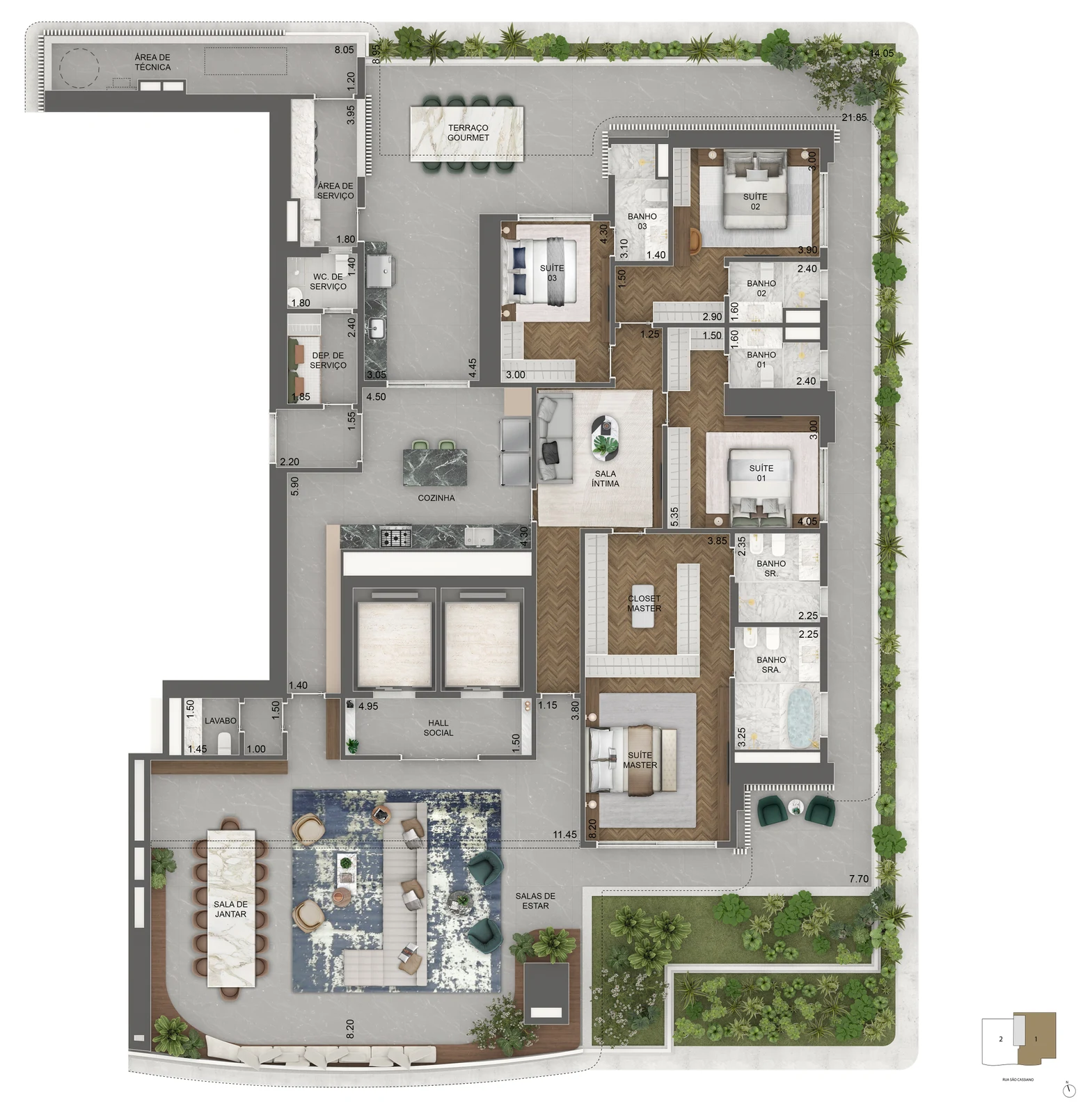 Garden 492 m² · térreo privativo