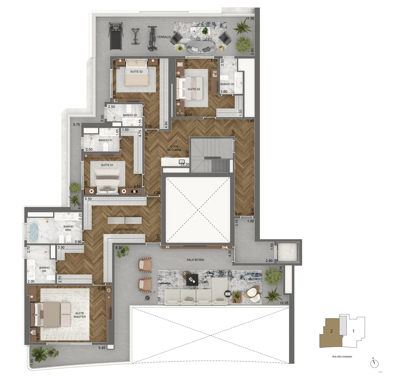 Cobertura duplex 708 m² · pavimento superior