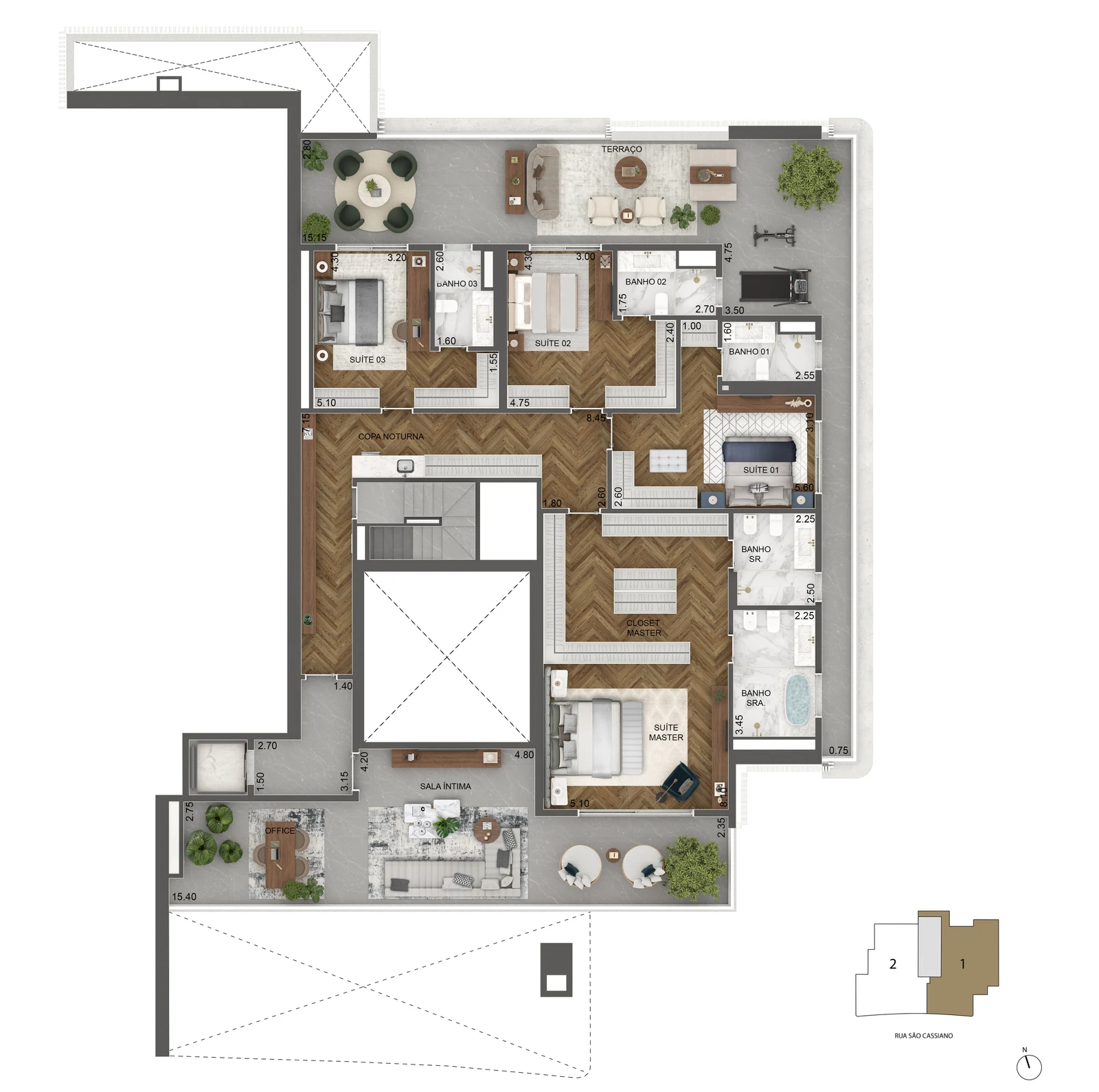 Cobertura duplex 710 m² · pavimento superior