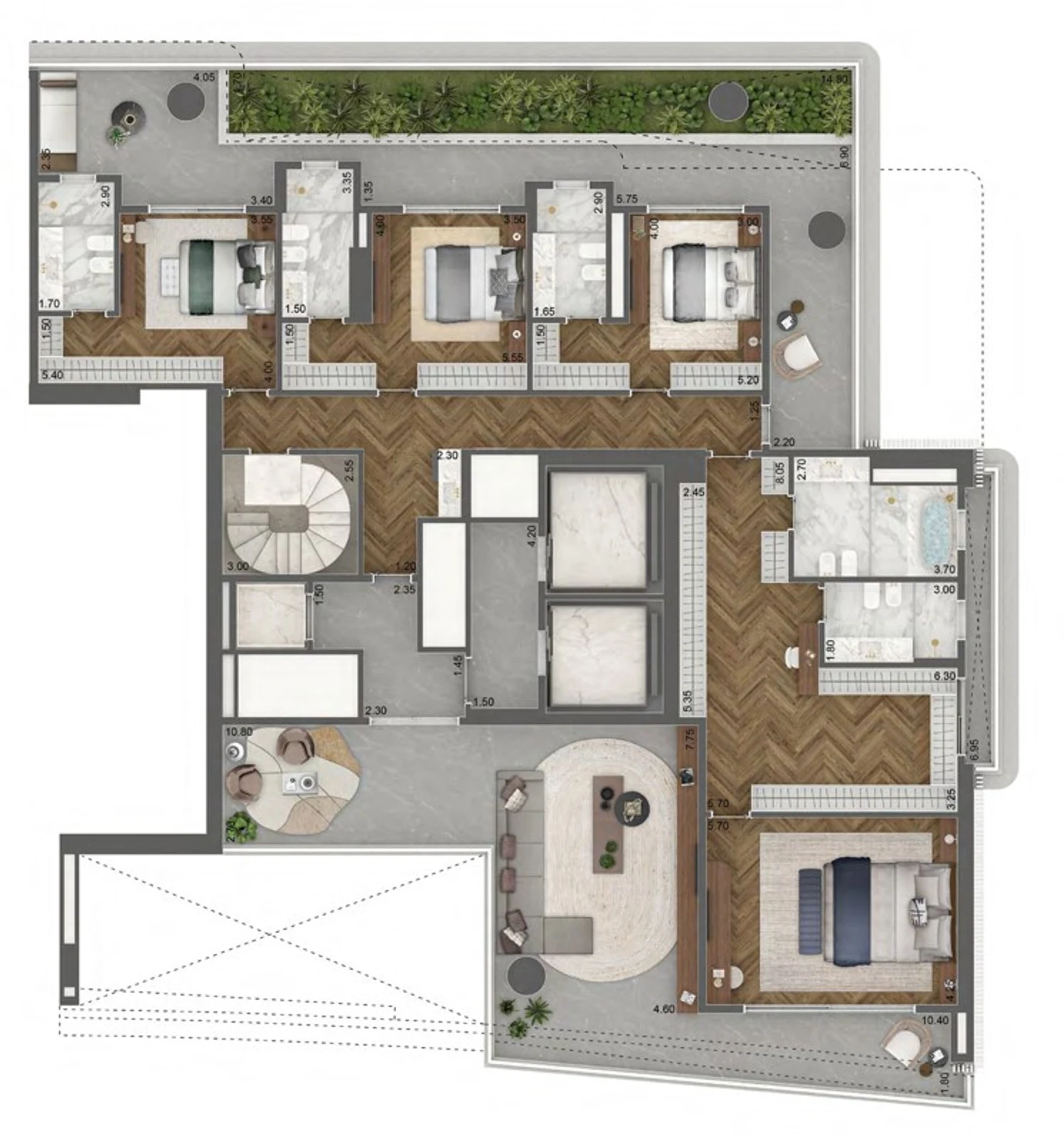Cobertura duplex 717 m² · pavimento superior