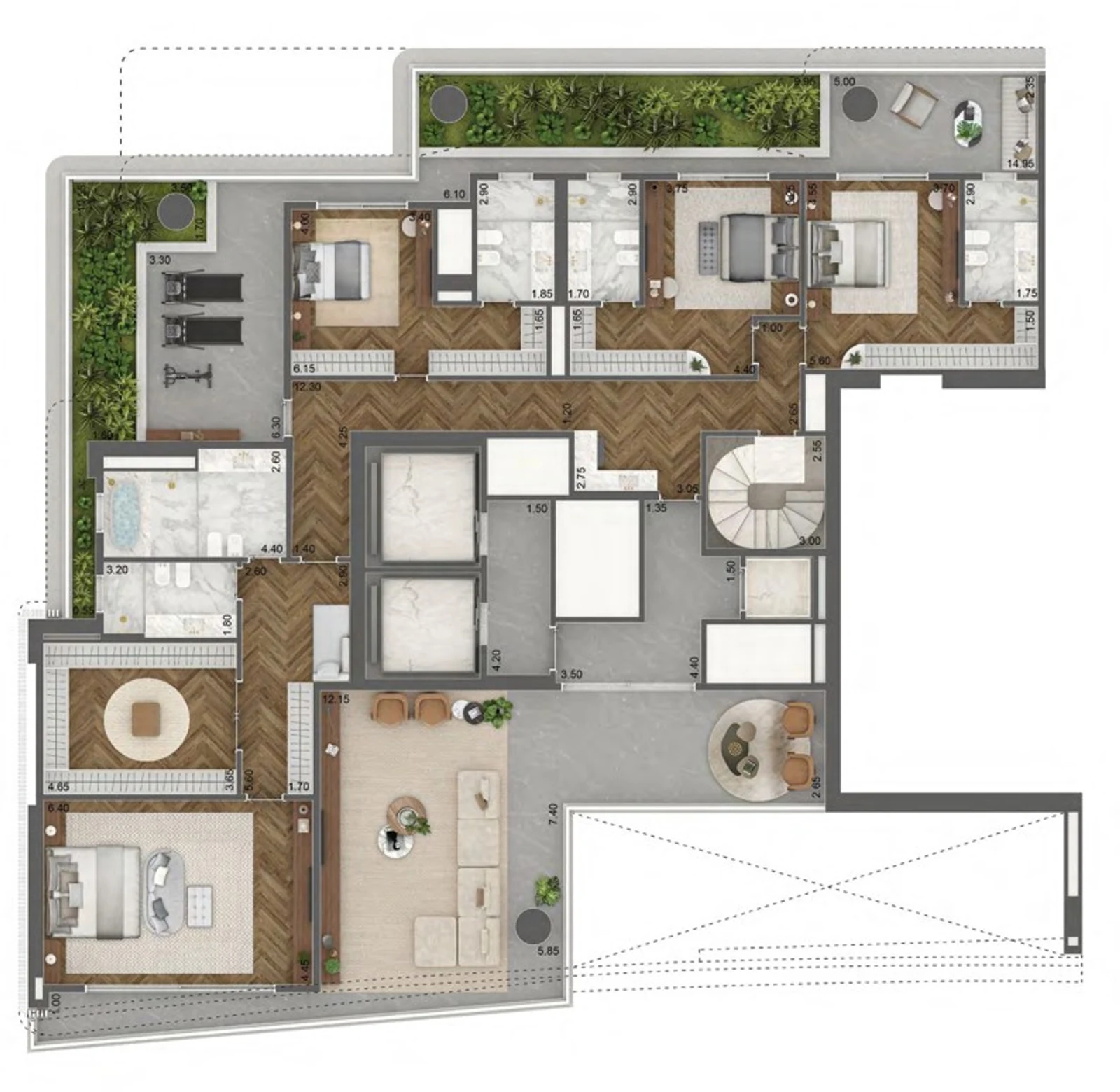 Casa no céu 883 m² · pavimento superior