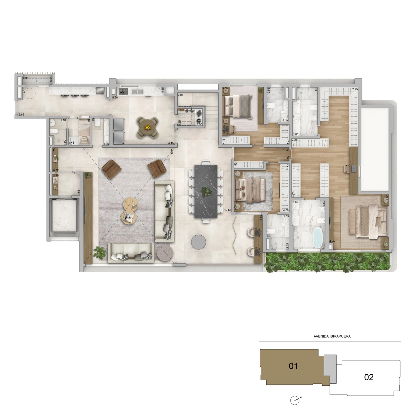 Cobertura duplex — pavimento inferior
